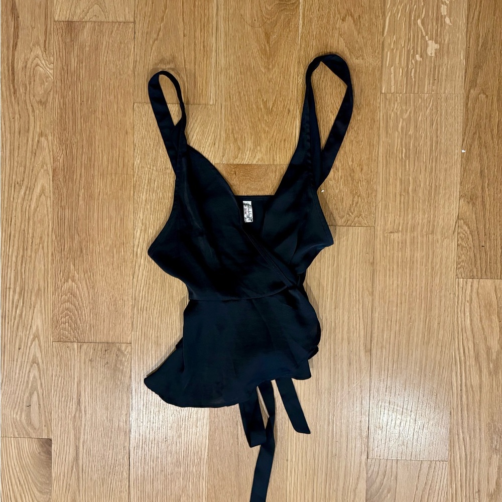 Free People Black Wrap Tank Top